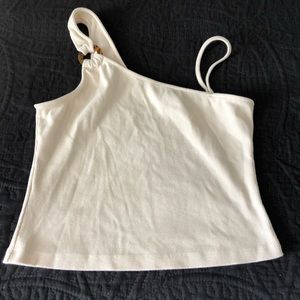 Lovefool Shanna Asymmetrical Tank Cream 1 Shoulder Top Ribbed